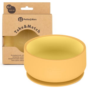 PETITE&MARS Silikonowa miseczka z przyssawką Take&Match Intense Ochre