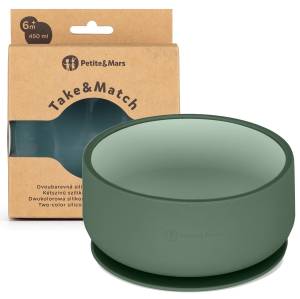 Petite&Mars Silikonowa miseczka z przyssawką Take&Match / Misty Green