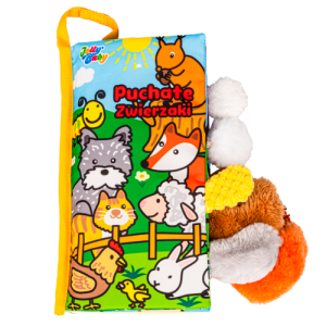 Jolly Baby miękka książeczka sensoryczna puchate zwierzaki ogonki Dumel 0M+ 