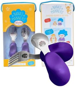 Nana's manners pierwsze sztućce do nauki jedzenia widele łyżka etap2 purple