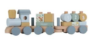 Little Dutch drewniany pociąg klocki Forest Friends FSC 12M+