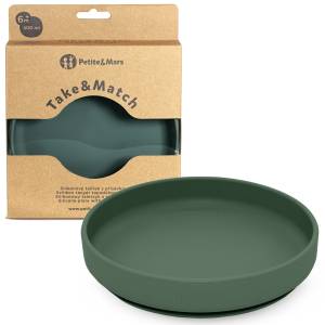 Petite&Mars Silikonowy talerzyk z przyssawką Take&Match / Misty green