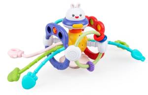 Tuli Fun  zabawka sensoryczna króliczek kolorowe linki przeciąganiec 12M+