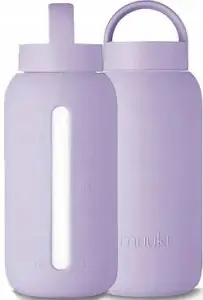 MUUKI SZKLANA butelka na WODĘ / NAPARY 720 ml PASTEL LILAC  MOTYWACYJNA  