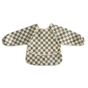 Mushie Śliniak z Długim Rękawem , FARTUSZEK  – OLIVE CHECK