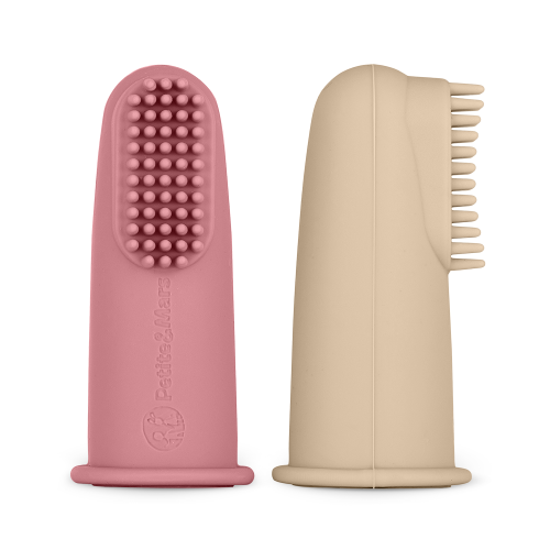 PETITE&MARS Zestaw silikonowych szczoteczek na palec Rose&Sand 2 szt. 0m+ 8596202007876 1.png