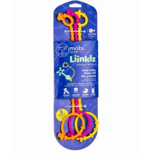 Mobi Liinklz - Zestaw trzech silikonowych pasków zaczepów do zabawek 0M+