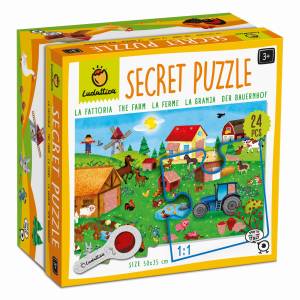ludattica  SECRET PUZZLE – puzzle z TAJEMNICĄ – gospodarstwo rolne  z lupą 