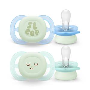 Philips AVENT Smoczek Ultra Start, night chłopiec, 0-2m, 2 pack SCF075/08