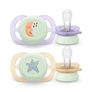 Philips AVENT Smoczek Ultra Start, night dziewczynka, 0-2m, 2 pack SCF075/07