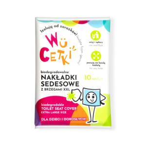 WuCetki Zestaw nakładki na toaletę dla dzieci i dorosłych – jednorazowe podkładki na sedes WC, wydłużone brzegi 10 szt.