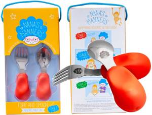 Nana's manners pierwsze sztućce do nauki jedzenia widele łyżka etap2 orange