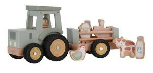 Little Dutch drewniany traktor z przyczepą i figurkami Little Farm FSC 18M+