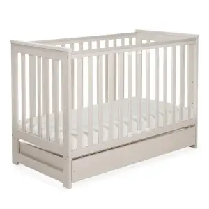 Łóżeczko drewniane z szufladą i barierką IWI beż