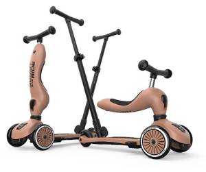 Scootandride Highwaykick 1 Push and Go hulajnoga 1-5 lat jeździk 2w1 trójkołowa /Mocha
