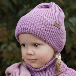 Patulove Zimowa czapka z wełny merino WINTER LILAC