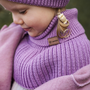 Patulove Ciepły komin z golfem z wełny merino WINTER LILAC