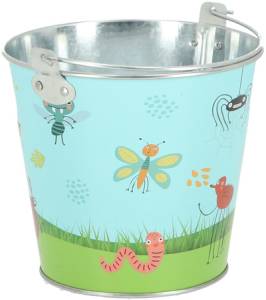 Esschert Design Wiaderko ogrodowe z motywem owadów, ze stali ocynkowanej (1,8l)