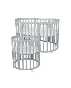 WALDIN ŁÓŻECZKO 7W1 Z MATERACEM SZARE OWALNE  