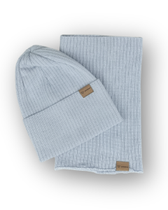 Patulove Merino set całoroczny - czapka i komin  Pastel Blue