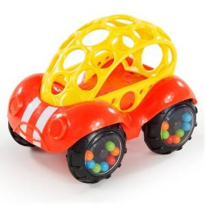  Oball samochód zabawkowy z grzechotką, czerwono-żółty 3M+