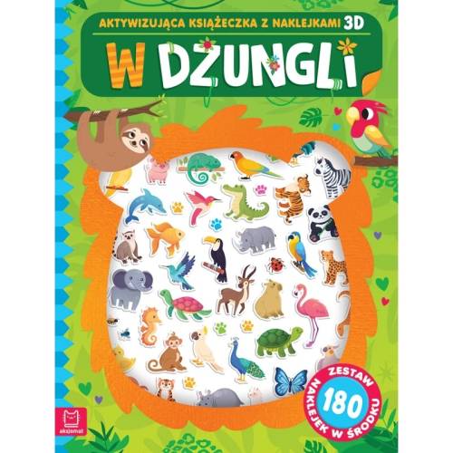W dżungli. Aktywizująca książeczka z naklejkami 3D. Zestaw 180 naklejek Aksjomat 9788383741956 (1).jpg