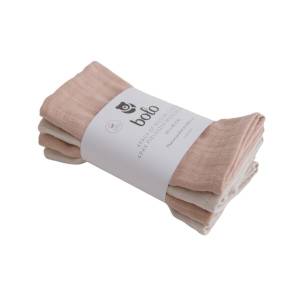Bolo Pieluszki muślinowe z bawełny organicznej 40x40cm – 4Pak jasny beż/łososiowy róż
