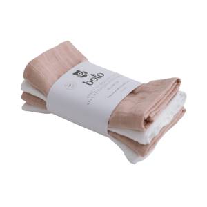 Bolo Pieluszki muślinowe z bawełny organicznej 40x40cm – 4Pak biały/łososiowy róż 