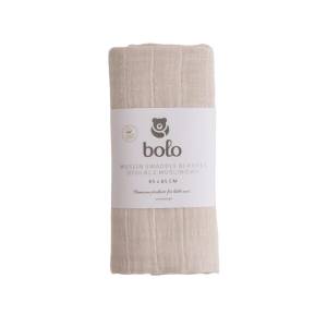 Bolo Otulacz muślinowy 3-warstwowy z bawełny organicznej 85x85cm – jasny beż