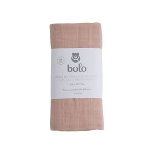 Bolo Otulacz muślinowy 3-warstwowy z bawełny organicznej 85x85cm – łososiowy róż