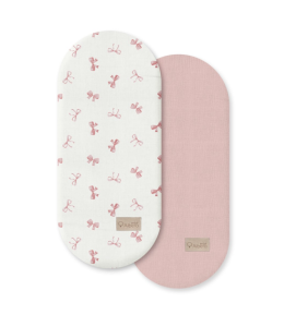 ALBERO MIO Prześcieradło do gondoli 2-pak CP8 Pudrowe kokardki