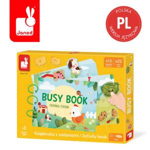 Janod Książeczka z zadaniami Busy Book Farma 3+ (wersja polska)