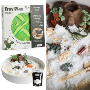 Jellystone, Zestaw sensoryczny Świat dinozaurów, tacka + figurki + śnieg sensoryczny