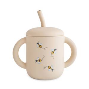 Mushie Silikonowy Kubek ze Słomką - Bees