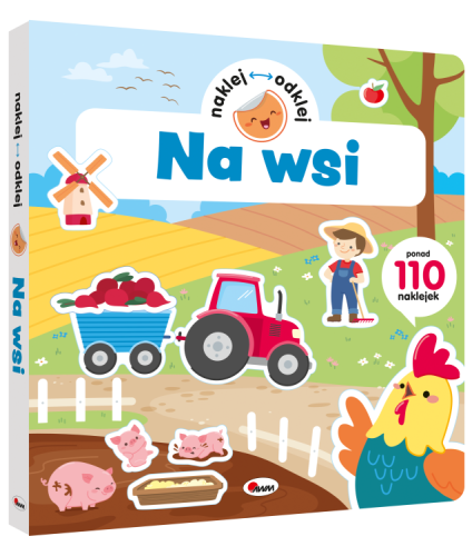 Okladka-ksiazeczki--z-naklejkami-wielokrotnego-uzytku---Naklej,-odklej.-Na-wsi-przedstawiajaca-pole-z-traktorem-i-zagrode-ze-zwierzetami.webp
