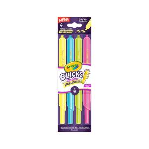 Crayola Flamastry zakreślacze automatyczne zmywalne Clicks 4szt. 8+