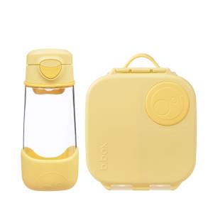 B.BOX Zestaw Sportowa butelka tritanowa 450 ml + Mini Lunchbox, Lemon Twist, b.box