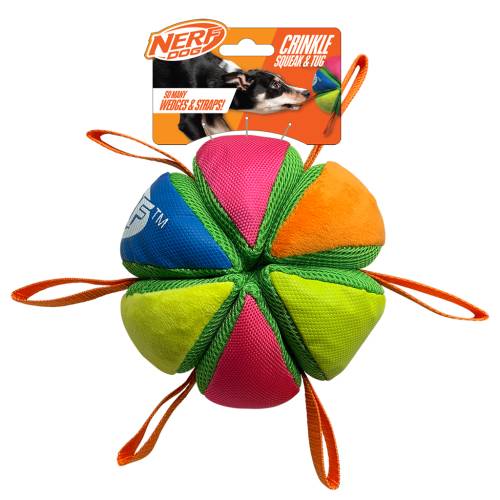 NERF DOG Zabawka dla psów miękka, piszcząca i szeleszcząca piłka w kształcie z uchwytami - 15 cm 810109522972 (1).jpg