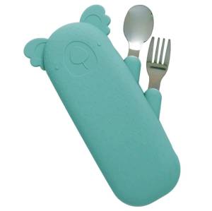  Sztućce Dla Dzieci Stal Nierdzewna Silikon + Etui The Cotton Cloud