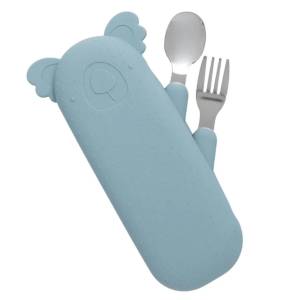  Sztućce Dla Dzieci Stal Nierdzewna Silikon + Etui The Cotton Cloud