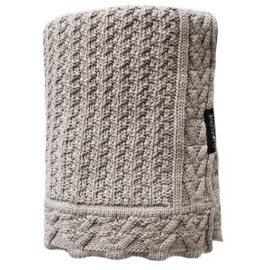  Lullalove Kocyk 100% wełna merino PREMIUM - ciasteczko taupe ,szaro-brązowa