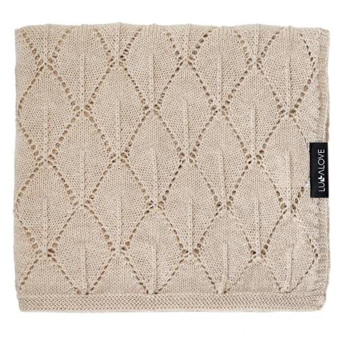 Kocyk z 100% wełny merino dla niemowląt 80×100 cm – beż  Premium, splot liście ażur lullalove 5904121611037 (1).jpg