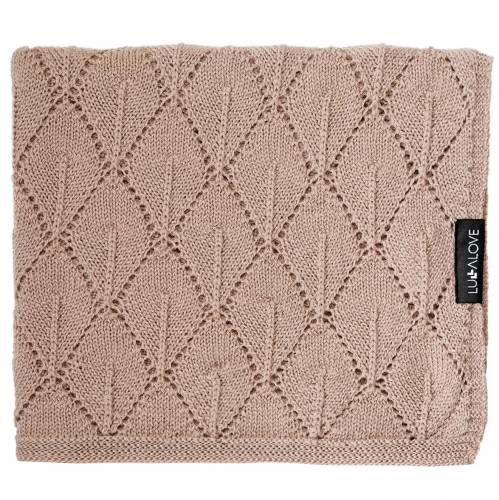 Kocyk z 100% wełny merino dla niemowląt 80×100 cm – karmel  Premium, splot liście ażur 5904121611075 (1).jpg