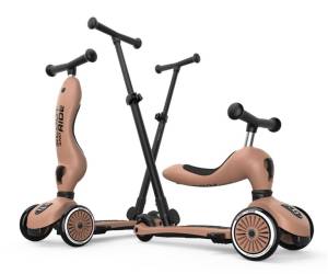 Scootandride Highwaykick 1 Push and Go hulajnoga 1-5 lat jeździk 2w1 trójkołowa /Mocha