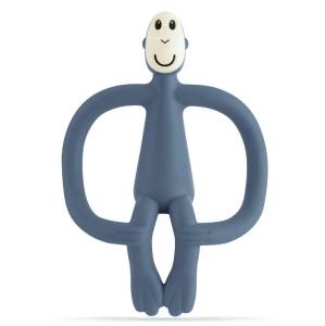 Matchstick Monkey Gryzak silikonowy na ząbkowanieze szczoteczką Blue 3M+