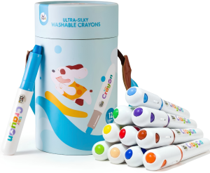 Jarmelo Ultra Silky Crayon – kredki żelowe wykręcane, zmywalne, 12 kolorów w etui z paskiem