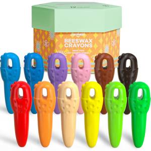 Jarmelo Key Crayons kredki klucze jumbo z wosku pszczelego, ze sznurkiem do nawlekania, 12 kolorów