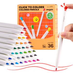 Jarmelo Click to Colors – automatyczne ołówki kolorowe, trójkątny kształt dla lepszego chwytu, zmazywalne, 36 kol., 3+