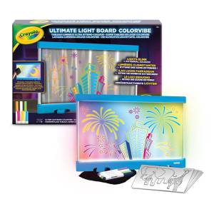 Crayola Tablica podświetlana do rysowania dla dzieci LED z 10 żelowymi flamastrami Niebieska 6+