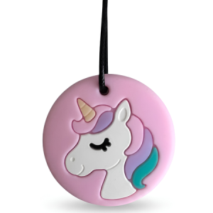 Jellystone, Gryzak terapeutyczny MEDIUM, antystresowy naszyjnik–PENDANT UNICORN PINK